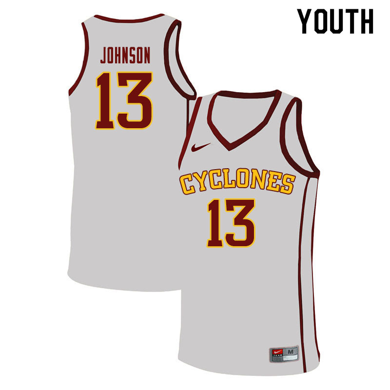 Youth #13 Javan Johnson Iowa State Cyclones College Basketball Jerseys Sale-White